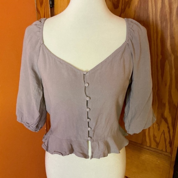 Blue Ivy by KC feminine mocha peasant top - Picture 5 of 12